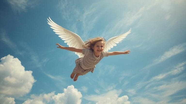 child dreaming of flying