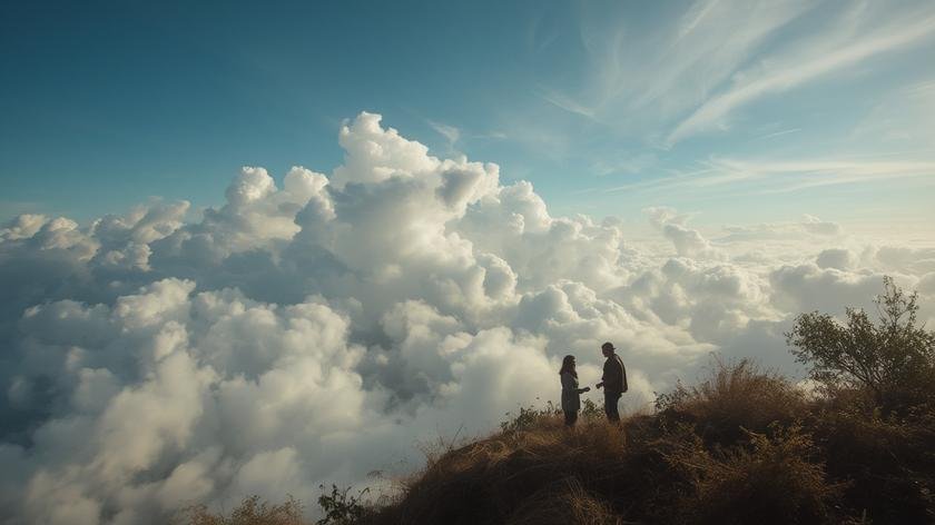 Practical process of dream flying above clouds