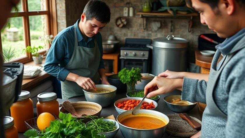 Practical process of healthy cooking soups with herbs and spices healthy